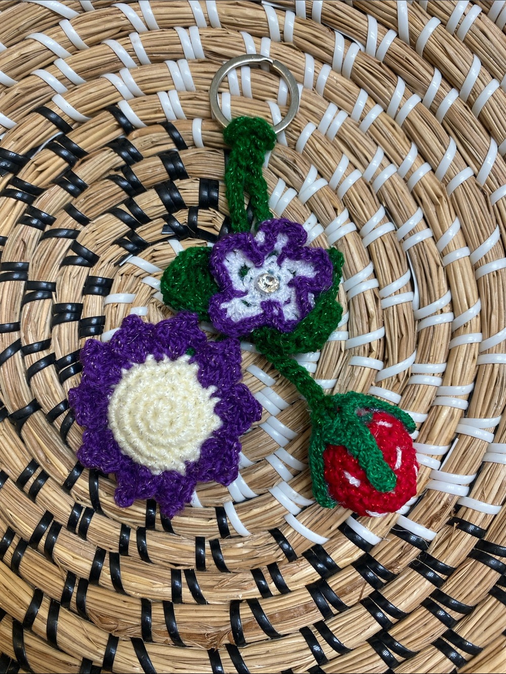 Handmade Crochet Flower & Strawberry Keychain - Choose 1 - Picture 4 of 6